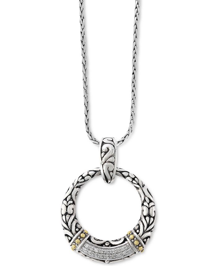 EFFY Collection - Diamond Filigree Circle 18" Pendant Necklace (7/8 ct. t.w.) in Sterling Silver & 18k Gold
