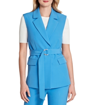 Tahari Asl Sleeveless Belted Blazer