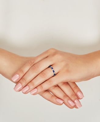 Lab-Grown Blue Sapphire (5/8 ct. t.w.) & Lab-Grown White Sapphire (1/5 ct. t.w.) Stack Ring in Sterling Silver