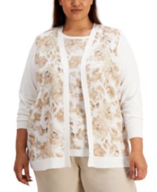 Plus Size Printed Open-Front Cardigan Sweater