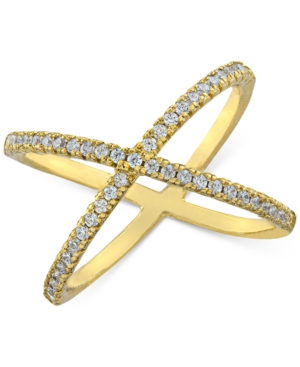 Giani Bernini Cubic Zirconia Crisscross Statement Ring In Gold-plated Sterling Silver, Created For Macy's