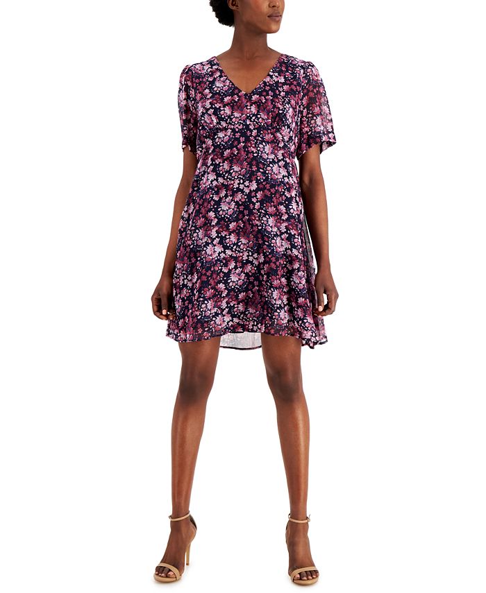 Connected Petite Printed Fit & Flare Dress - Macy's