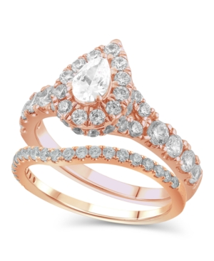 Macy's Diamond Pear-cut Halo Bridal Set (2. Ct. T.w.) In 14k White, Yellow Or Rose Gold In Rose Gold