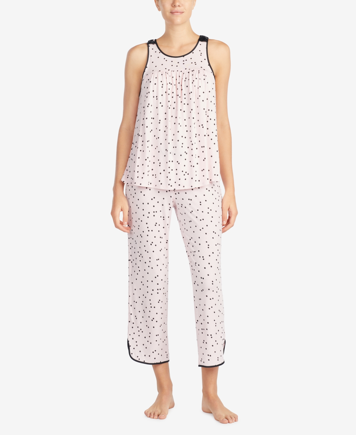Women's Sleeveless Modal Knit Capri Pajama Set - Dot Pink