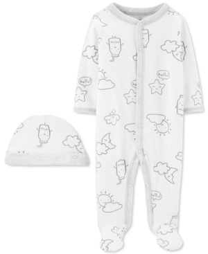 Carter's Baby 2-Pc Cotton Footie & Hat Set