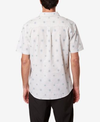 O'Neill Men's Standard Fit Short Sleeve Button-Down Shirt - Vintage Style, Cream/Leedo Print, Size Medium - View #7