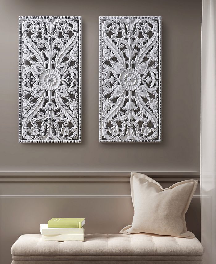 Madison Park Botanical Panel 2 Piece Carved Wall Set, 15.75" x 31.5