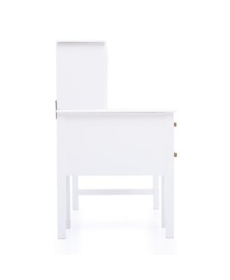 Taiga Kids Desk and Chair Set with Hutch - White: Kids Wood Desk with Drawers, Storage Shelf, and Corkboard | Study Table for Kids Bedroom