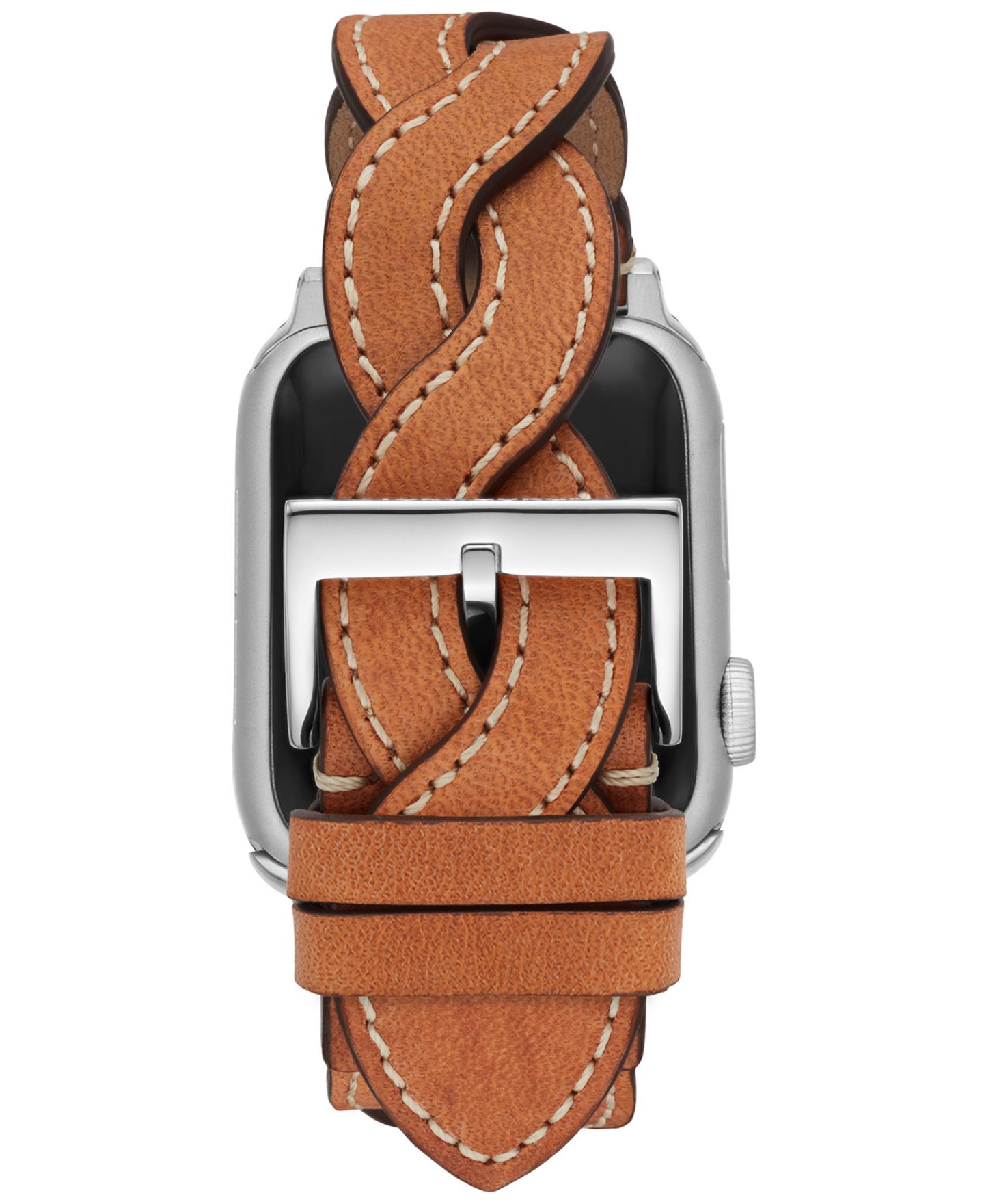 Женский плетёный кожаный ремешок Tory Burch для Apple Watch 38/40 мм, Luggage — фото 5