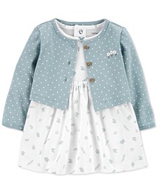 Baby Girls 2-Pc. Bodysuit Little Wildflower Dress & Cardigan Set