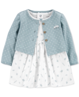 Carter's Baby Girls 2-Pc Bodysuit Little Wildflower Dress & Cardigan Set