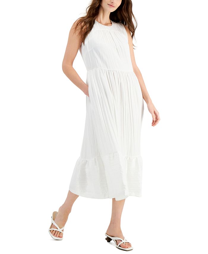 Alfani Pleated Tiered Midi Sleeveless Dress, Created for Macy's - Macy's