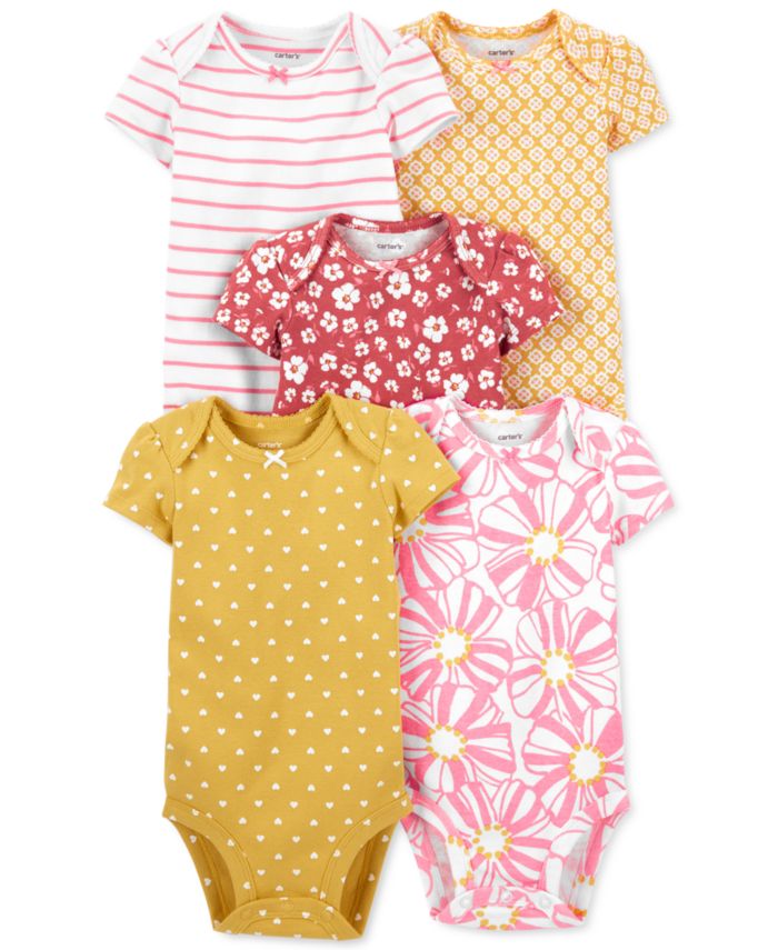 Carter's Baby Girl 5-Pack Short-Sleeve Bodysuits & Reviews - All Baby - Kids - Macy's