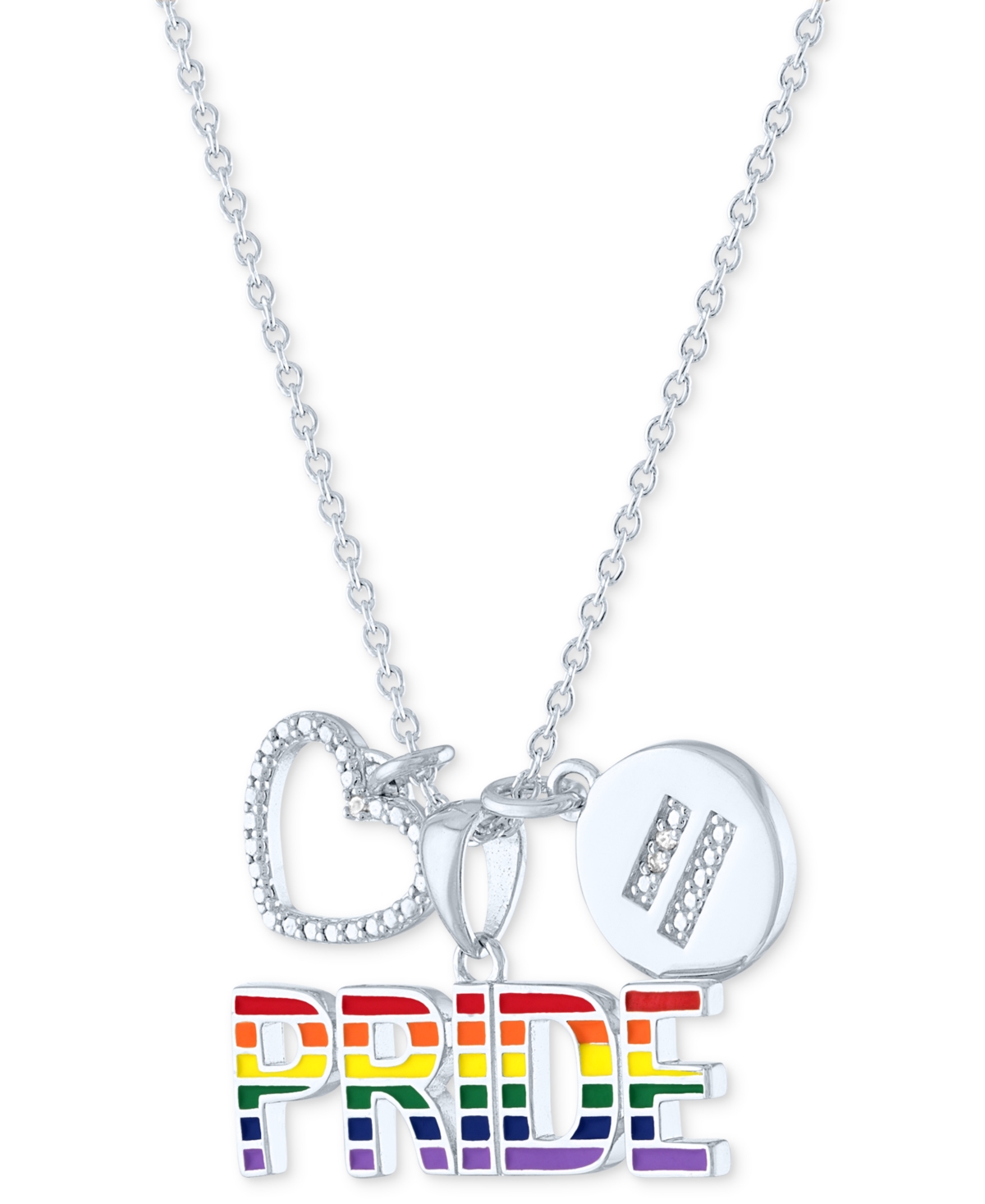 Diamond Accented Disc, Heart & Pride Pendant Necklace  16