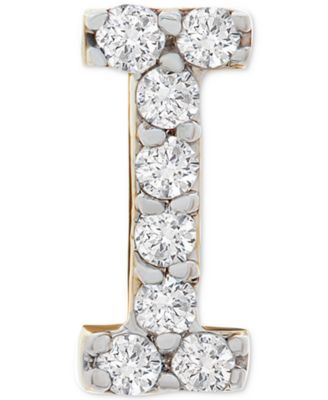 Wrapped Diamond Initial Single Stud Earring (1/20 ct. t.w.) in 14k Gold, Created for Macy's - I