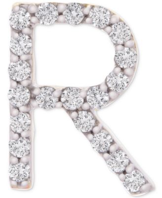 Wrapped - Diamond Initial R Single Stud Earring (1/20 ct. t.w.) in 14k Gold