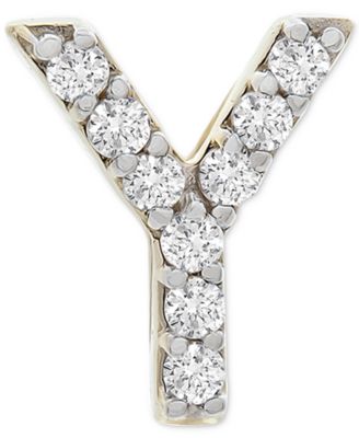 Wrapped Diamond Initial Single Stud Earring 120 ct tw in 14k Gold Created for Macys - Y 300$
