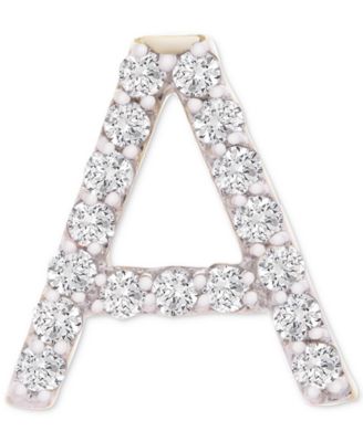 Diamond Initial A Single Stud Earring (1/20 ct. t.w.) in 14k Gold, Created for Macy's