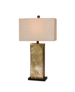 Fangio Lighting Hammertone Glass Pillar Table Lamp In Brown Mercury Glass Antique Brass