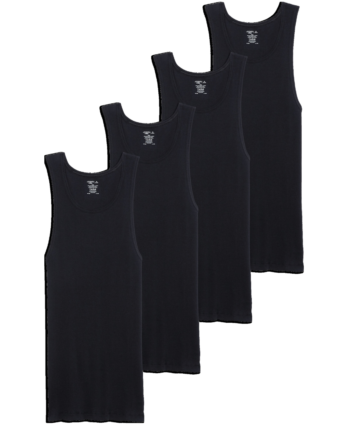 Men's Cotton A-shirt Tank Top, Pack of 4 - Black, Lantern Gray, Gray Heather, White