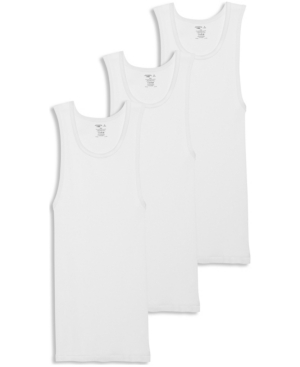 Shop Jockey Men's Cotton A-shirt Tank Top, Pack Of 3 In White
