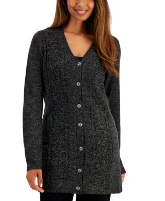 Karen Scott - Cotton Cable-Knit Cardigan
