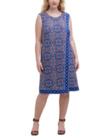 Plus Size Mosaic Printed Sheath Dress  