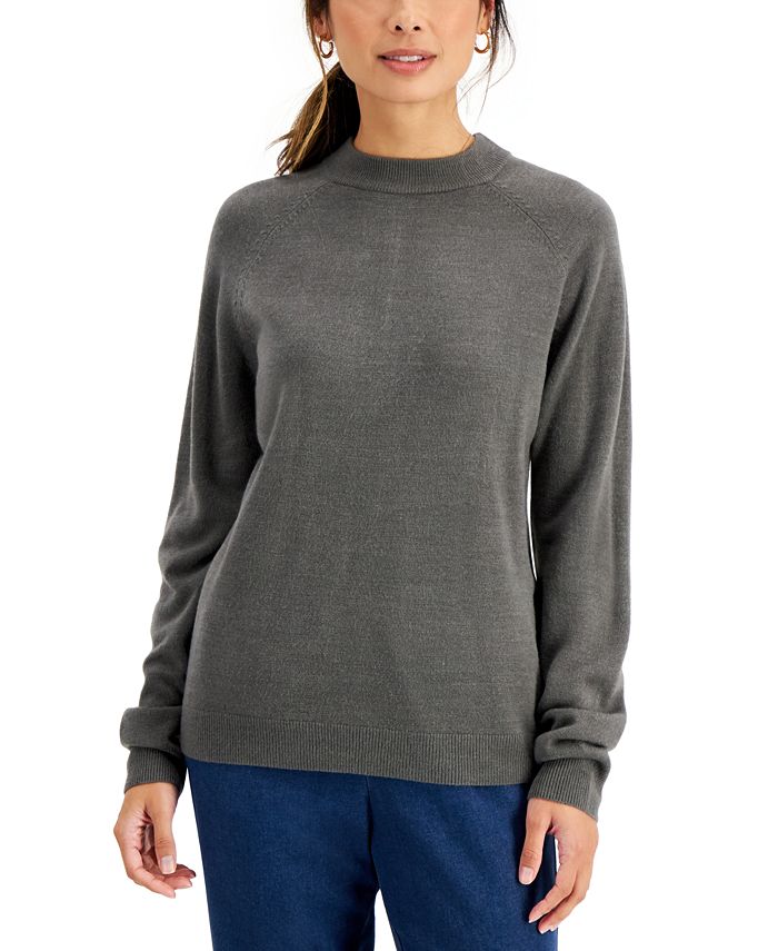 Karen Scott Cotton Luxsoft Mock-Neck Sweater, Created for Macy's - Macy's