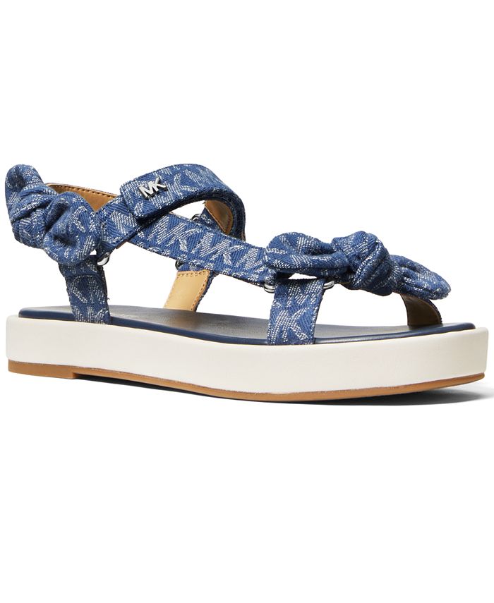 denim bow sandals