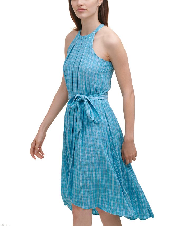 Calvin Klein Plaid Gauze Halter Dress Macy's
