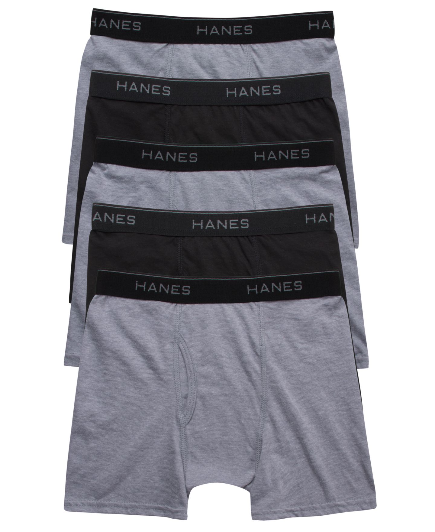 Трусы-боксеры Big Blend для детей, хлопок — Hanes, цвет: Чёрный / Серый — фото 1