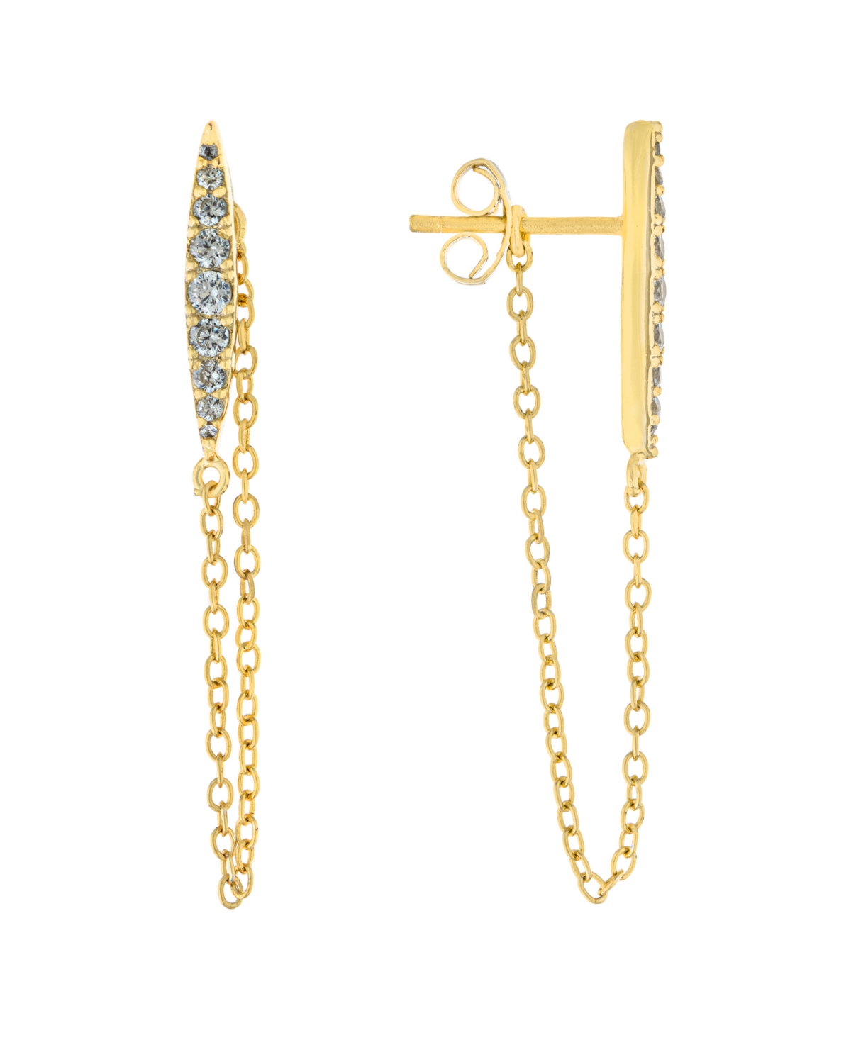 Giani Bernini Cubic Zirconia Front Back Post Chain Earrings In Gold Over Sterling Silver