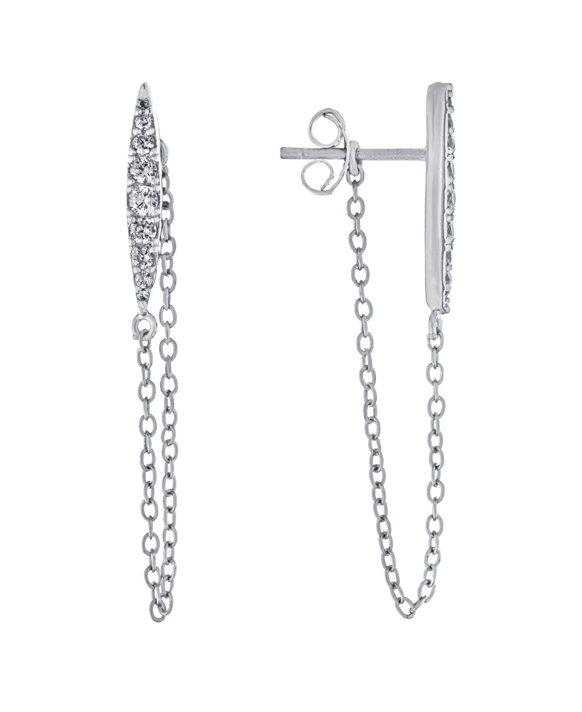 Giani Bernini Cubic Zirconia Front Back Post Chain Earrings In Sterling Silver