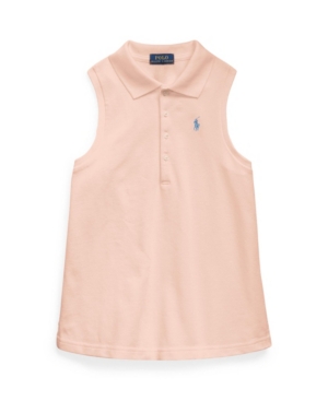 Toddler Girls Sleeveless Stretch Cotton Mesh Polo
