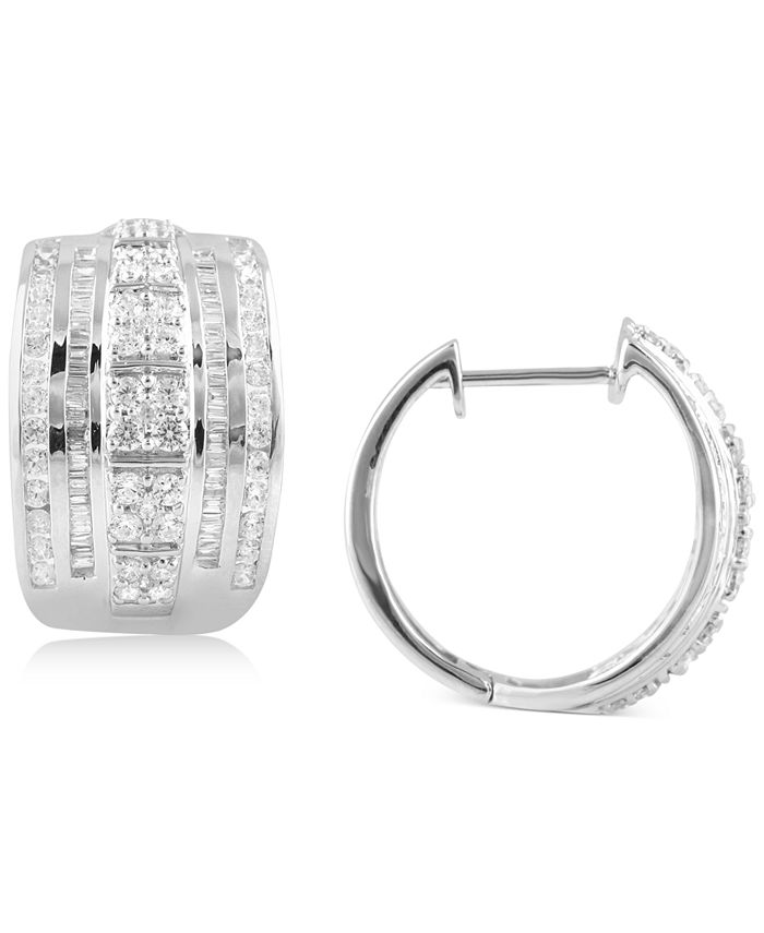 Macy's Diamond Huggie Hoop Earrings (2 ct. t.w.) in 14k White Gold Macy's