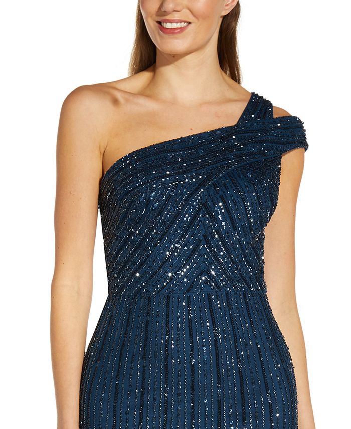 adrianna papell sequin off the shoulder formal dresses gowns