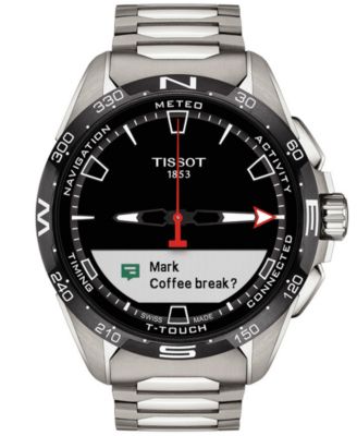 Men's Swiss T-Touch Connect Solar Titanium Bracelet Smart Watch 48mm