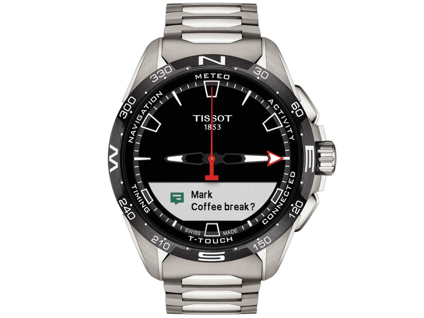 Мужские часы Tissot Swiss T-Touch Connect Solar Titanium Bracelet Smart Watch 48mm — фото 9
