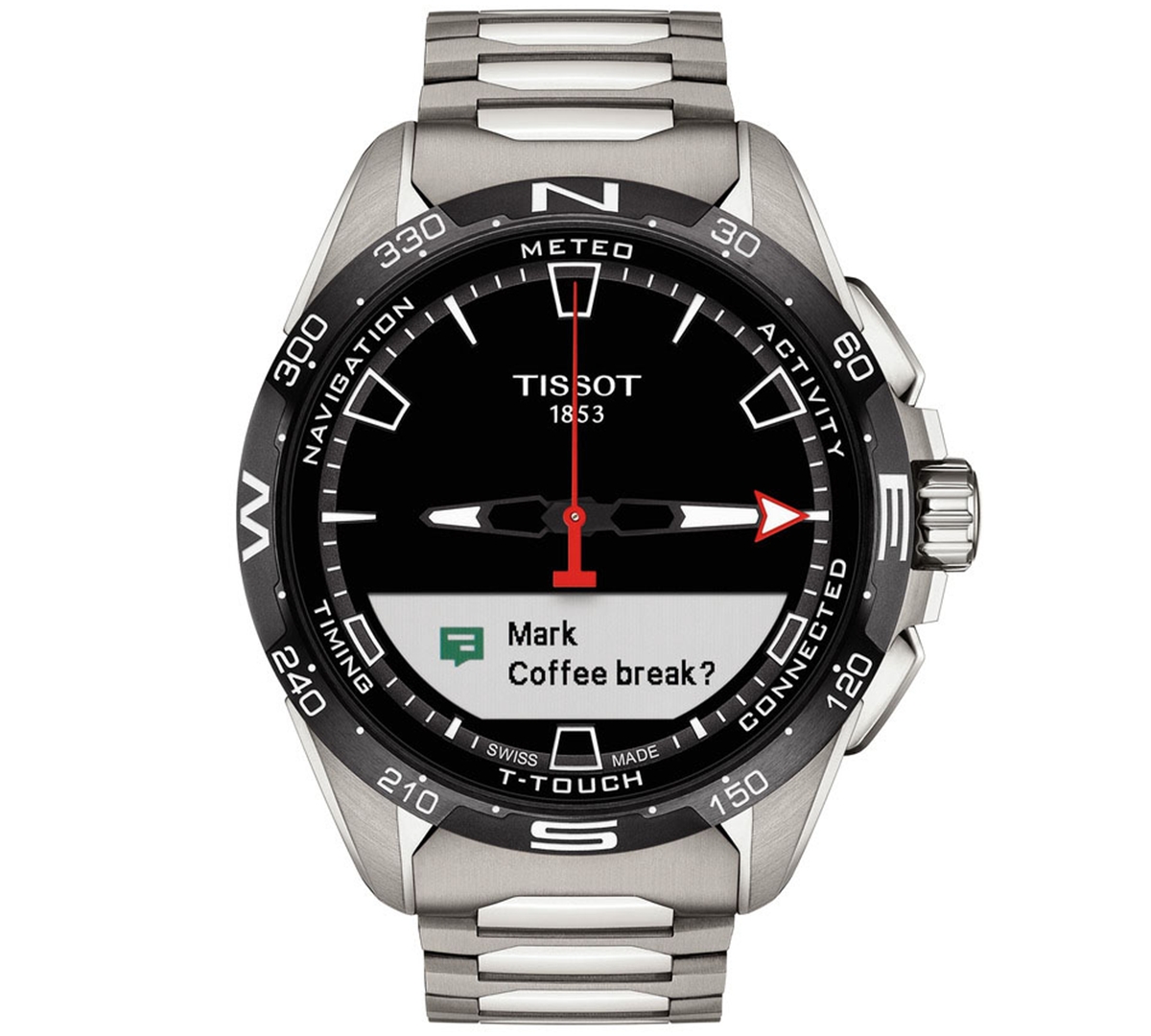 Shop Tissot Men's Swiss T-touch Connect Solar Titanium Bracelet Smart Watch 48mm In Silver