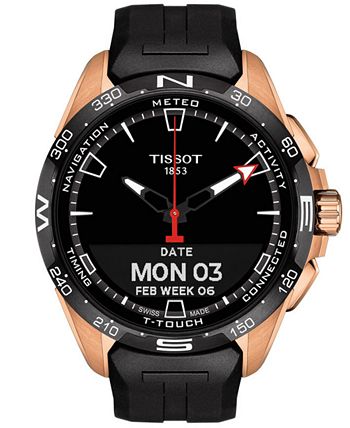 Tissot - Men's Swiss T-Touch Connect Solar Black Rubber Strap Smart Watch 48mm