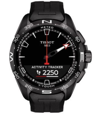 Men's Swiss T-Touch Connect Solar Black Rubber Strap Smart Watch 48mm