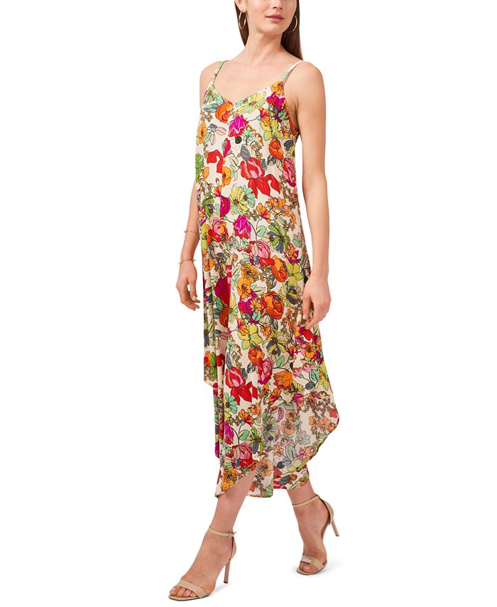 MSK Cropped Floral-Print Jumpsuit - Macy's
