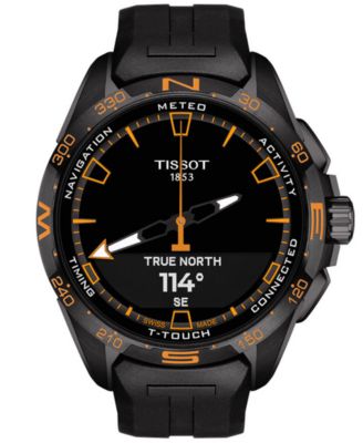 Men's Swiss T-Touch Connect Solar Black Rubber Strap Smart Watch 48mm