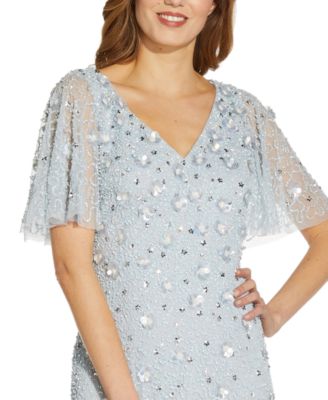 Adrianna Papell Sequin Flutter-Sleeve 