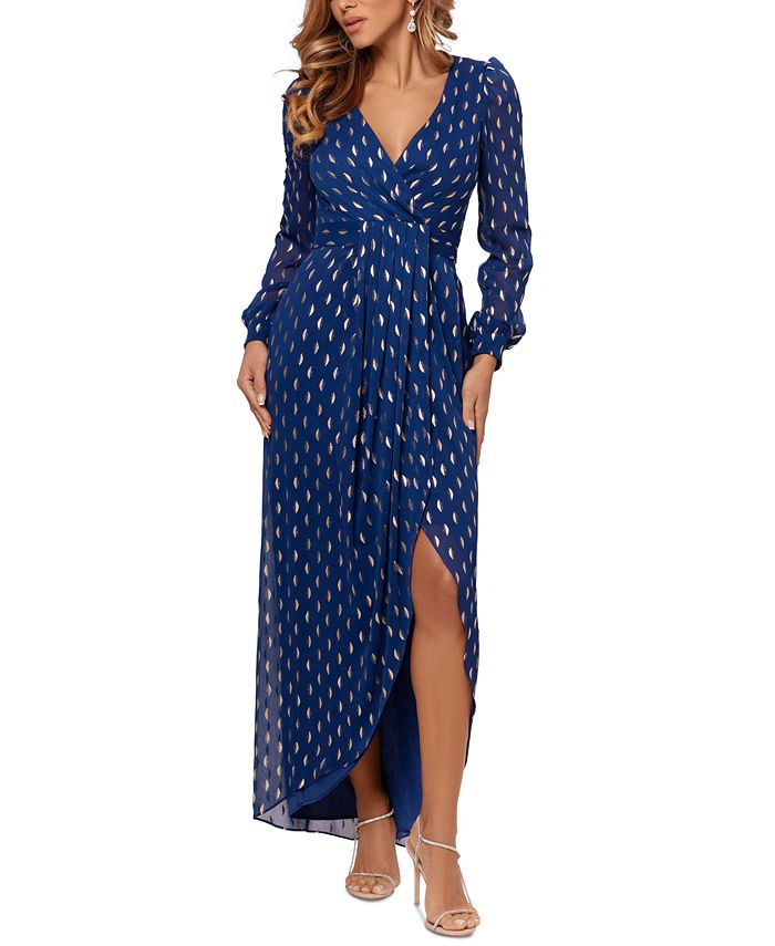 betsy and adam pleated gown