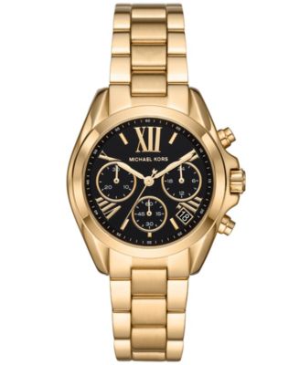 Michael Kors Women's Bradshaw Gold-Tone Stainless Steel Bracelet Watch ...