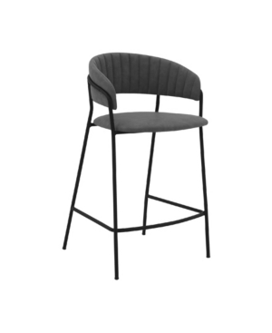 Armen Living Nara Faux Leather And Metal Counter Height Bar Stool In Gray