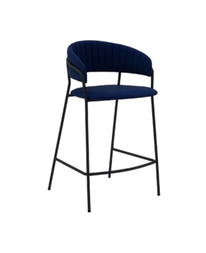 Armen Living Nara Faux Leather And Metal Counter Height Bar Stool In Blue