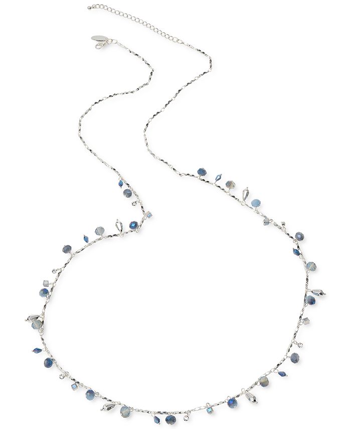 Style & Co SilverTone Crystal & Bead Long Shaky Strand Necklace, 40