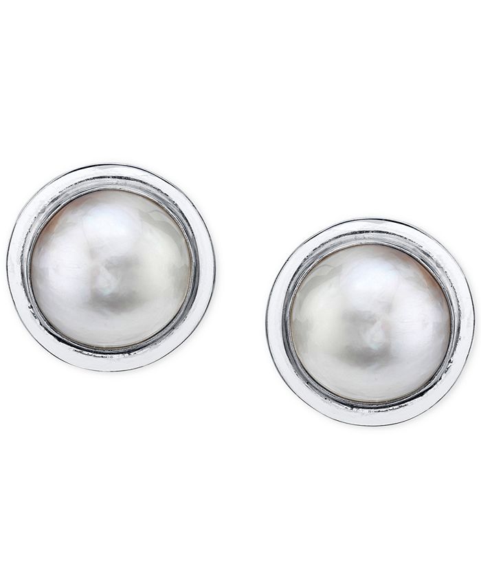 Macy's Cultured Mabé Pearl (11mm) Stud Earrings in Sterling Silver - Macy's